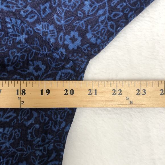 SPRING BREEZE Italian Tunic Sz M Blue Linen Cotton Button Up Mandarin Lagenlook‎ - Picture 8 of 13